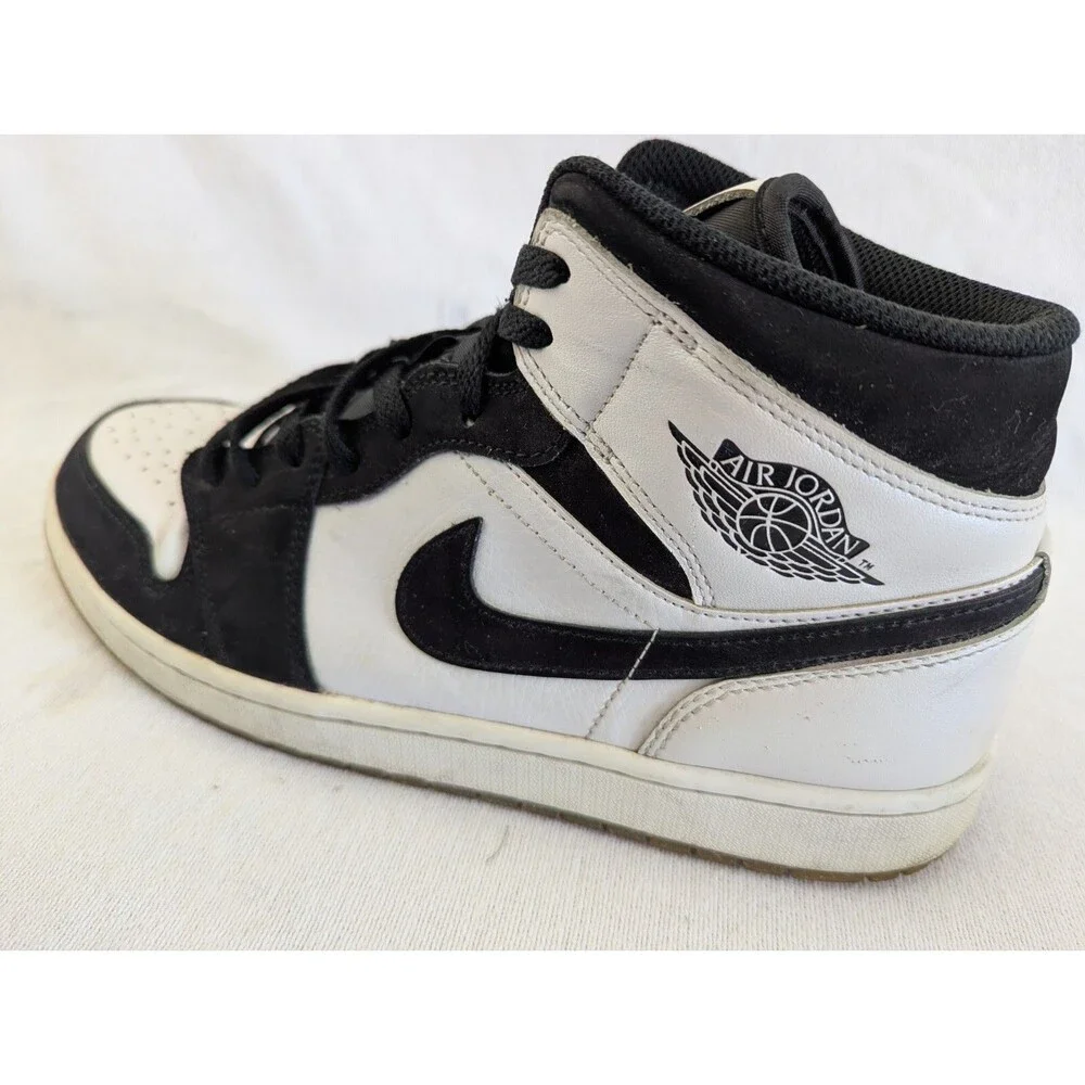 Nike Air Jordan 1 Mid SE Diamond Men's Size 12 DH6933-100 White & Black (No Box)